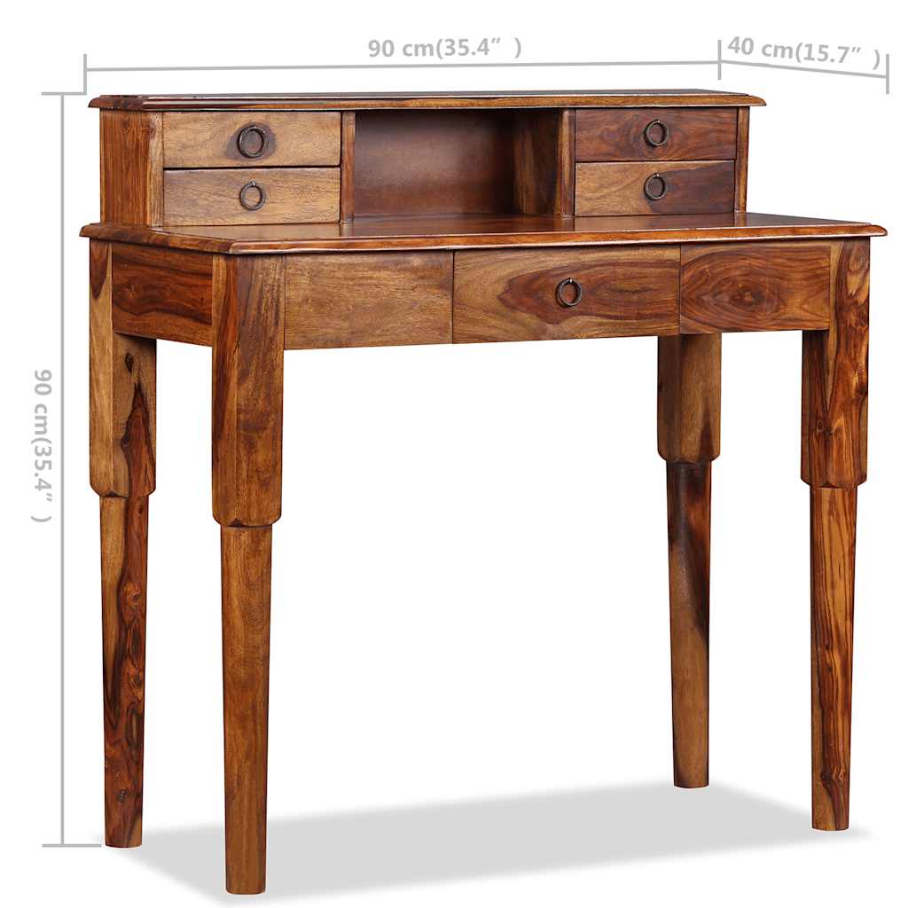Writing Desk with 5 Drawers Solid Acacia Wood 35.4"x15.7"x35.4"