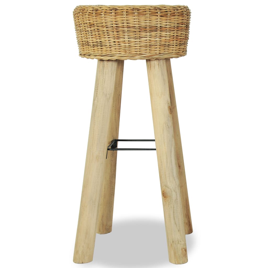 Bar Chair Set of 2 Natural Rattan