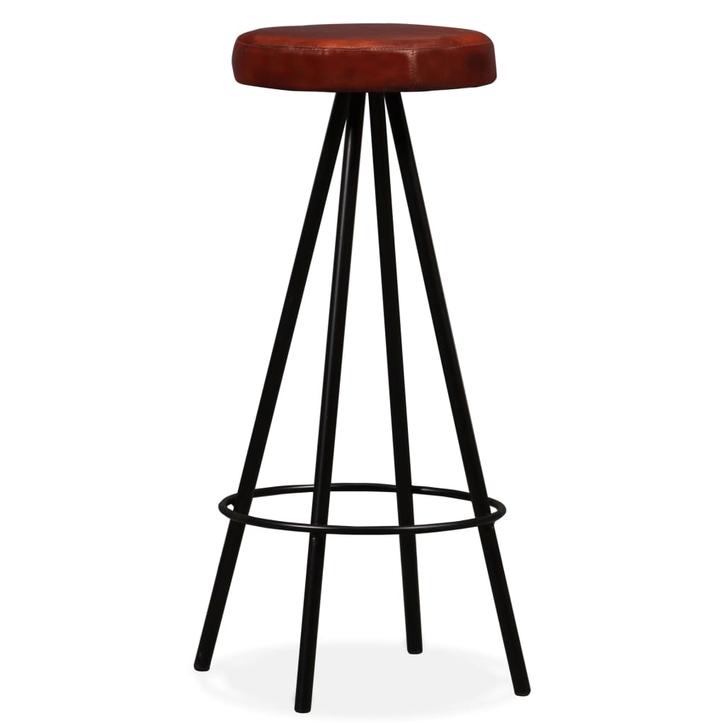 Bar Stool Set of 2 Brown Genuine leather Standard Industrial