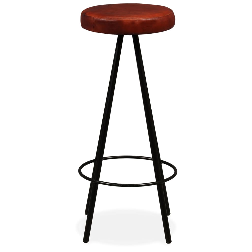 Bar Stool Set of 2 Brown Genuine leather Standard Industrial