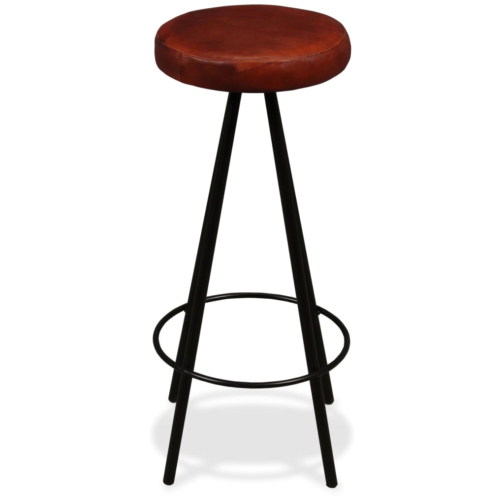 Bar Stool Set of 2 Brown Genuine leather Standard Industrial