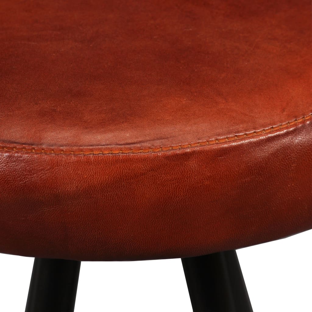 Bar Stool Set of 2 Brown Genuine leather Standard Industrial