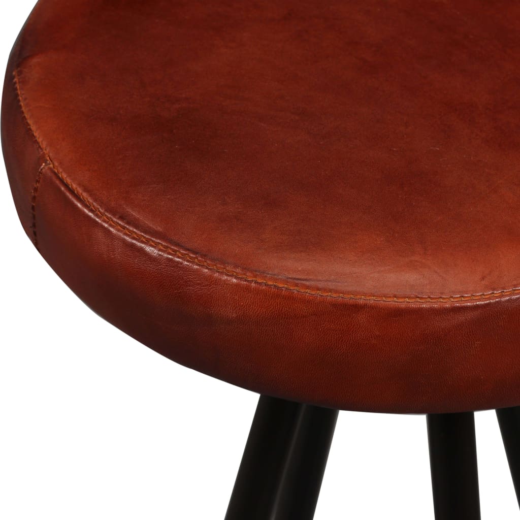 Bar Stool Set of 2 Brown Genuine leather Standard Industrial