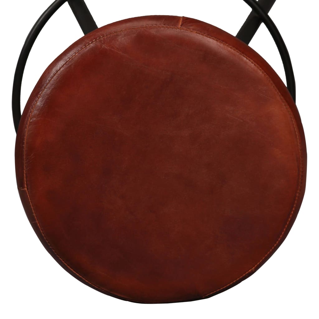 Bar Stool Set of 2 Brown Genuine leather Standard Industrial