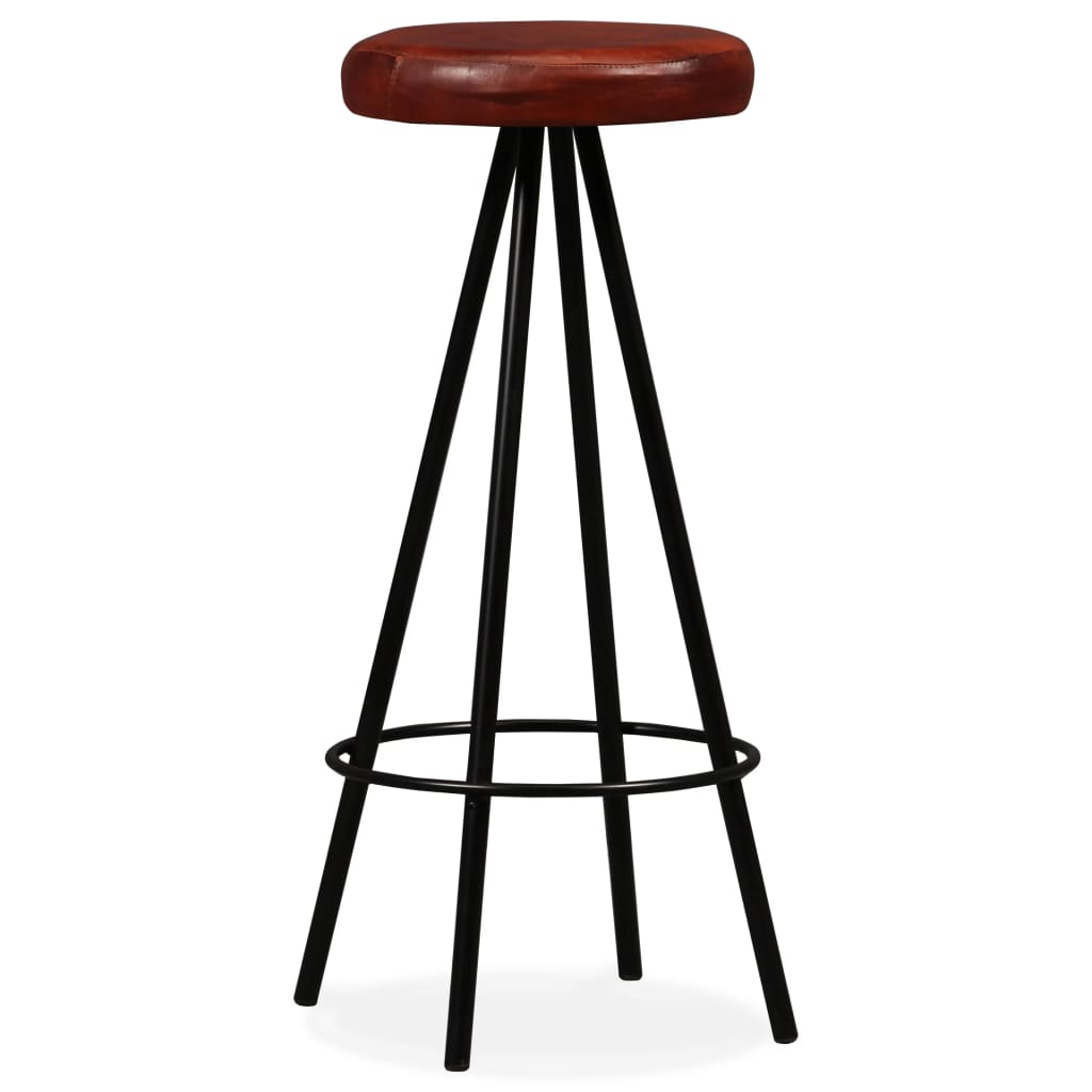 Bar Stool Set of 2 Brown Genuine leather Standard Industrial
