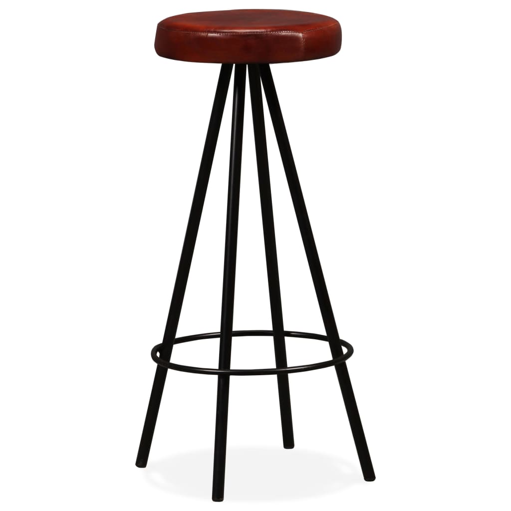 Bar Stool Set of 2 Brown Genuine leather Standard Industrial
