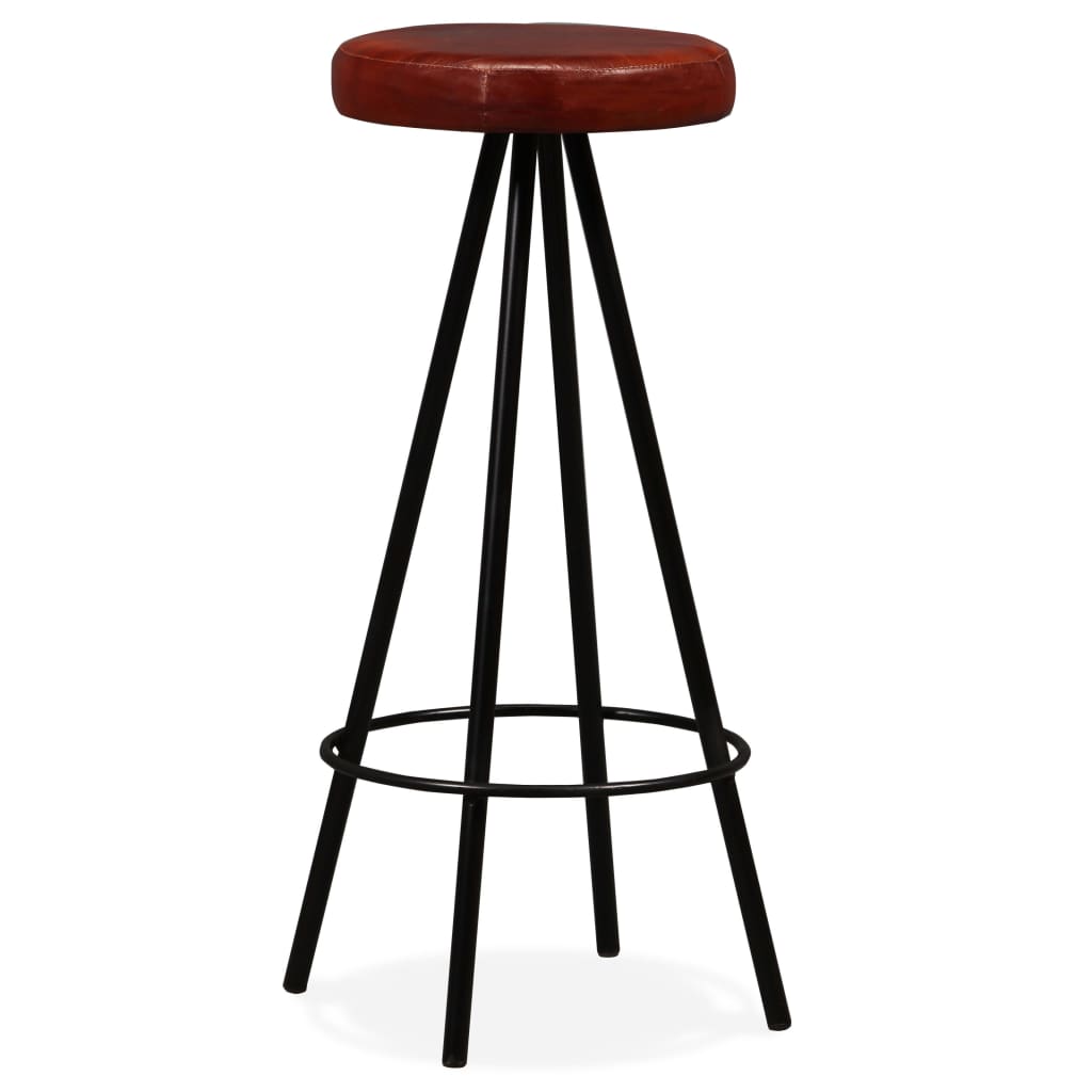 Bar Stool Set of 2 Brown Genuine leather Standard Industrial