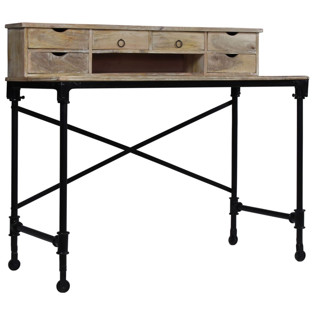 Writing Desk Natural Mango Wood Solid Mango Wood and Steel Medium