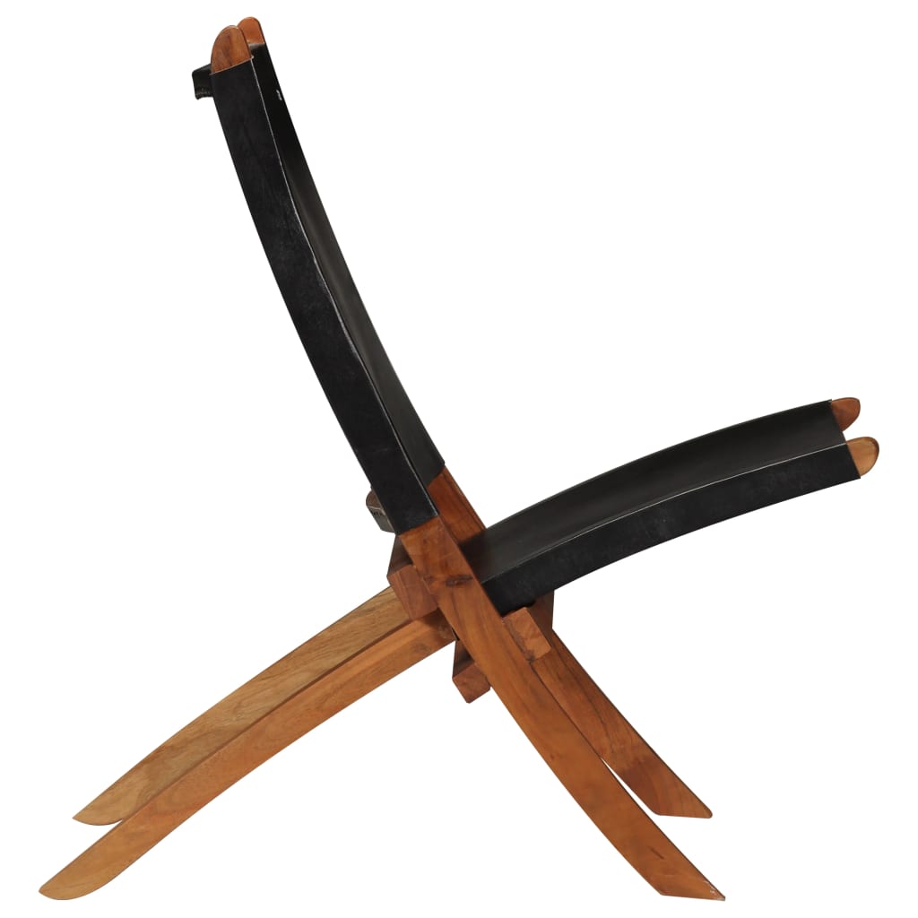 Chair Black Genuine goat leather, Solid Acacia wood Standard