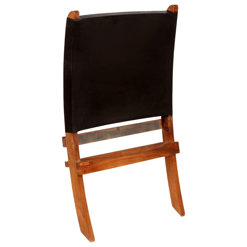 Chair Black Genuine goat leather, Solid Acacia wood Standard