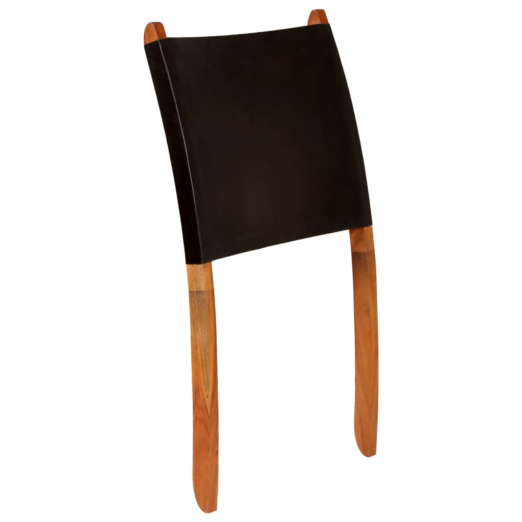 Chair Black Genuine goat leather, Solid Acacia wood Standard
