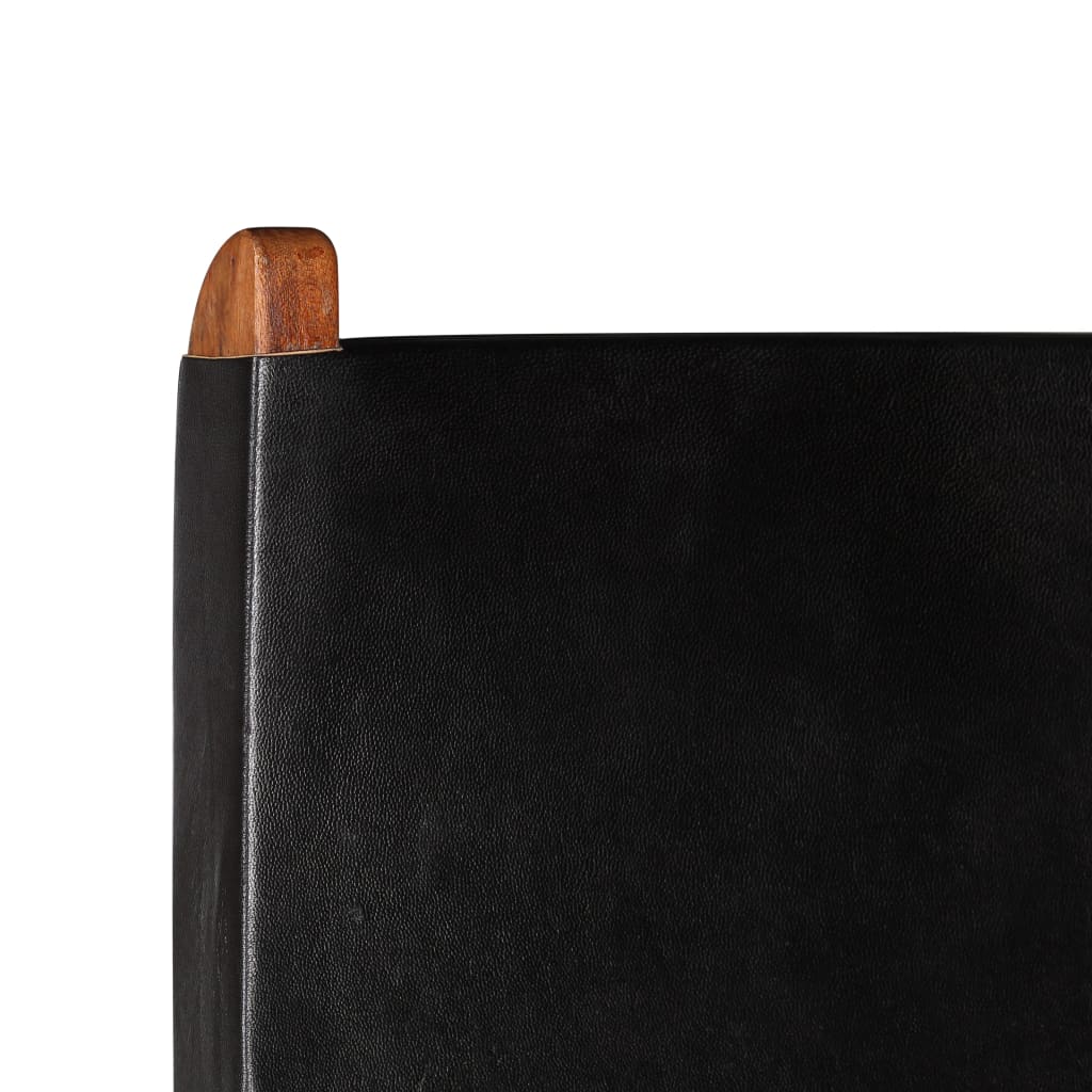 Chair Black Genuine goat leather, Solid Acacia wood Standard