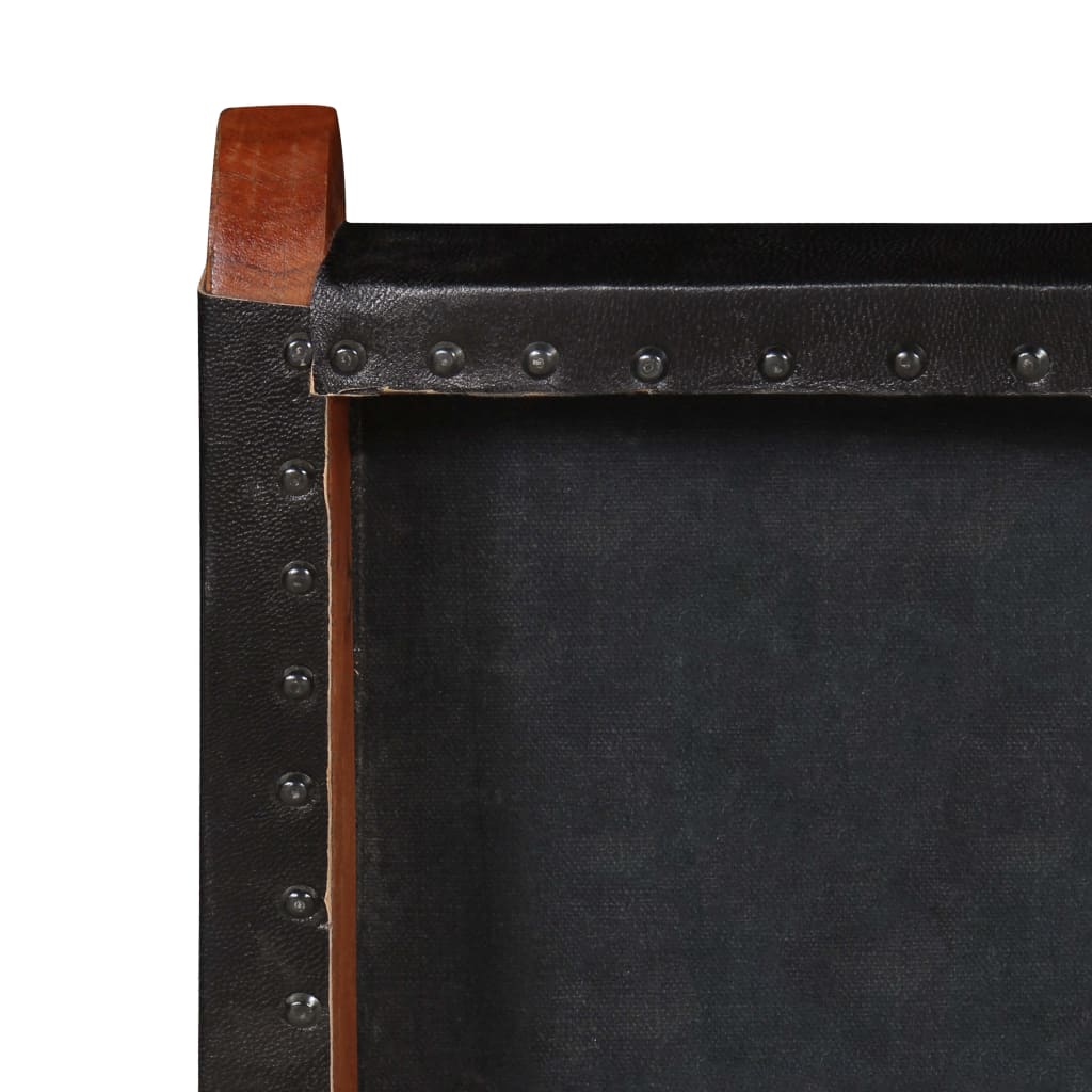 Chair Black Genuine goat leather, Solid Acacia wood Standard