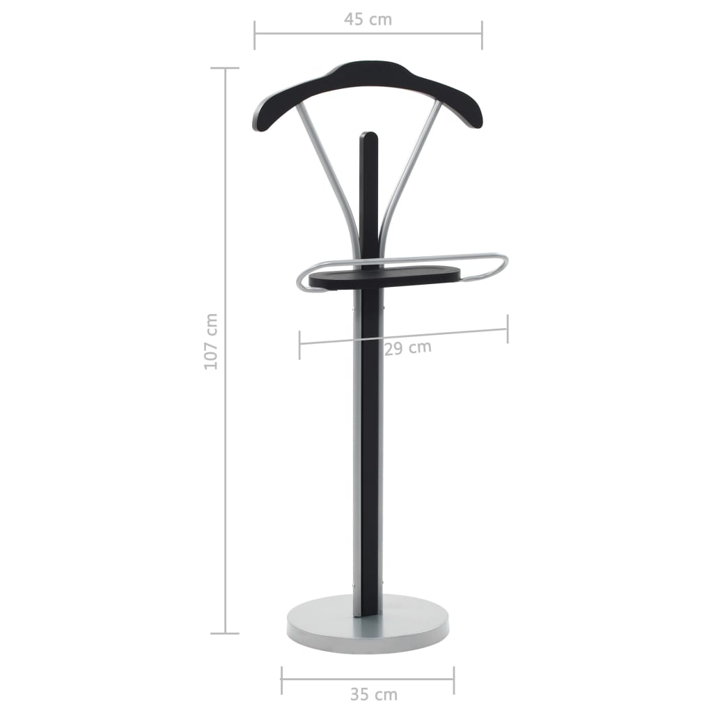 Valet Stand Black and Gray MDF and Steel Lightweight Valet Stand
