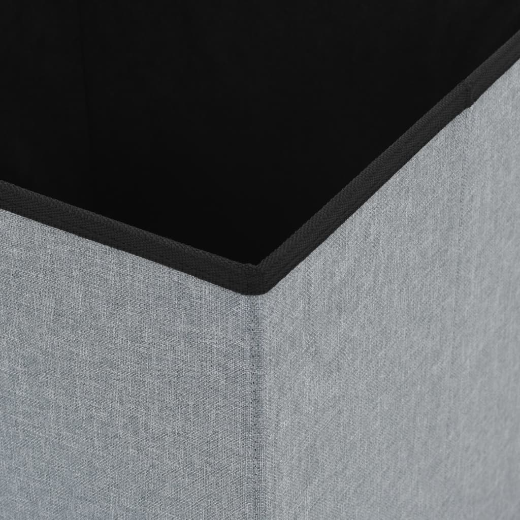 Storage Stool Light Gray Faux linen, MDF, Foam Medium Foldable
