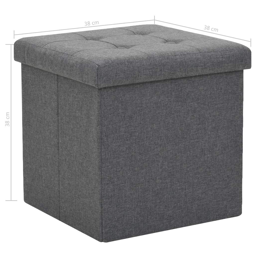Folding Storage Stools 2 pcs Dark Gray Faux Linen