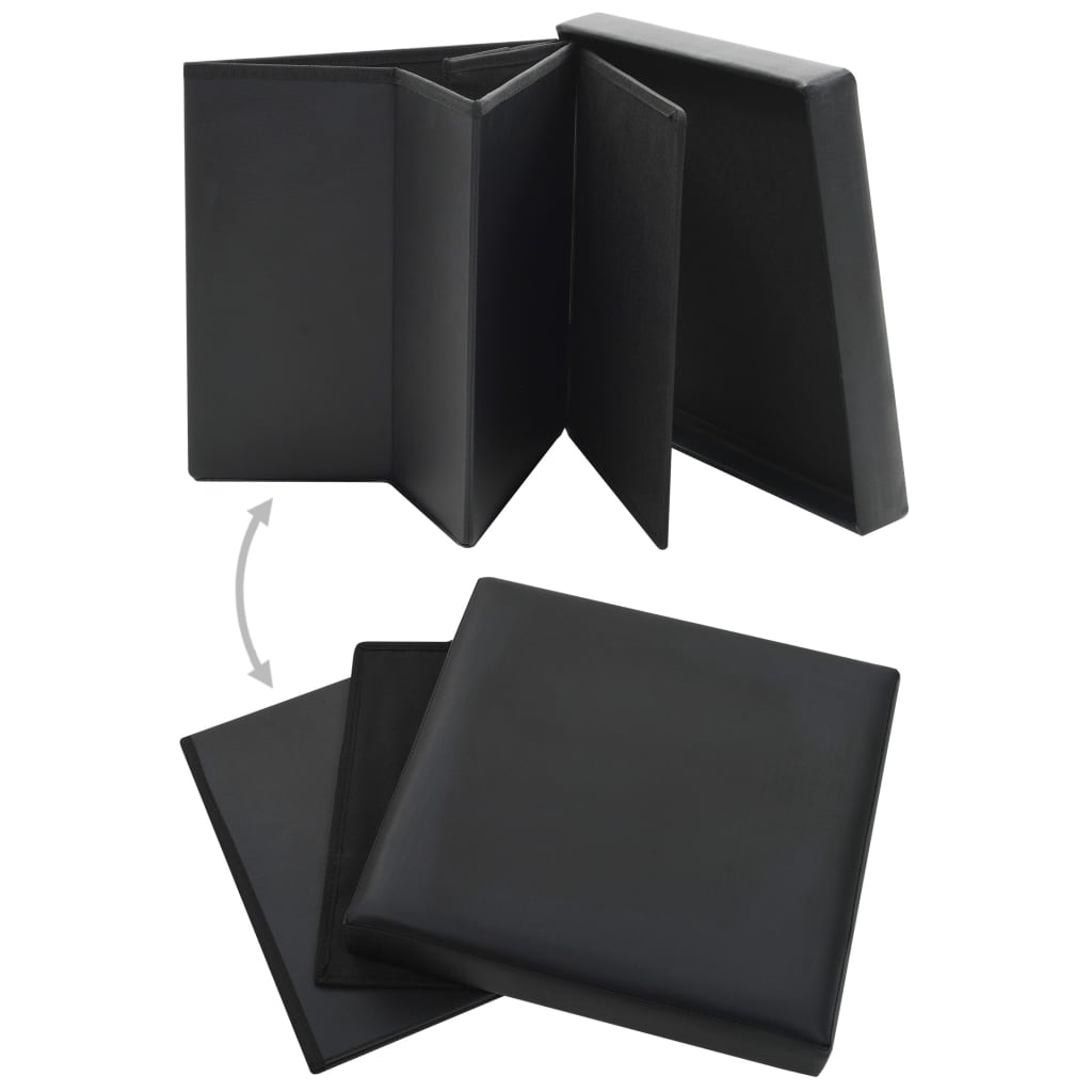 Storage Stool Set of 2 Black PVC, MDF, Foam Medium