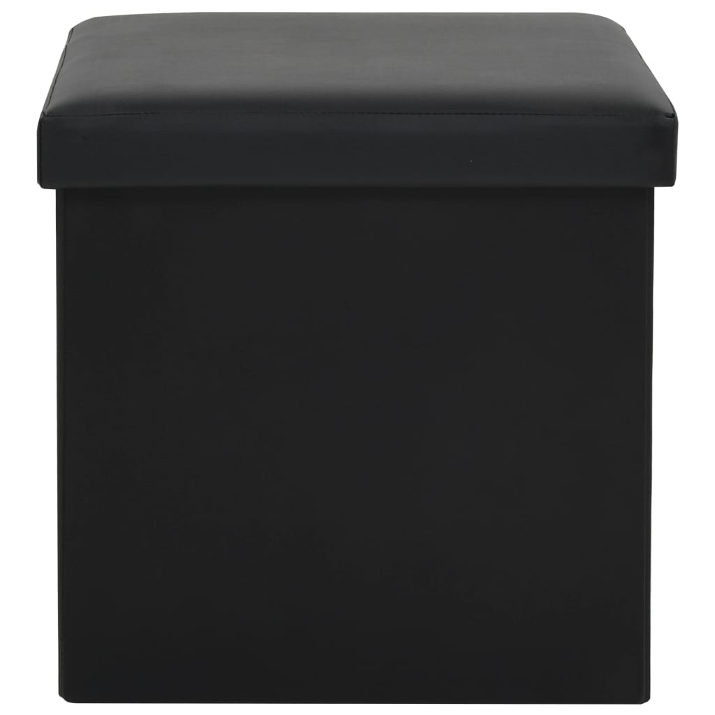 Storage Stool Set of 2 Black PVC, MDF, Foam Medium