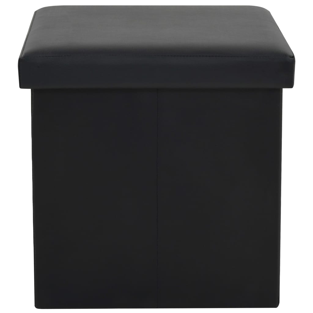 Storage Stool Set of 2 Black PVC, MDF, Foam Medium