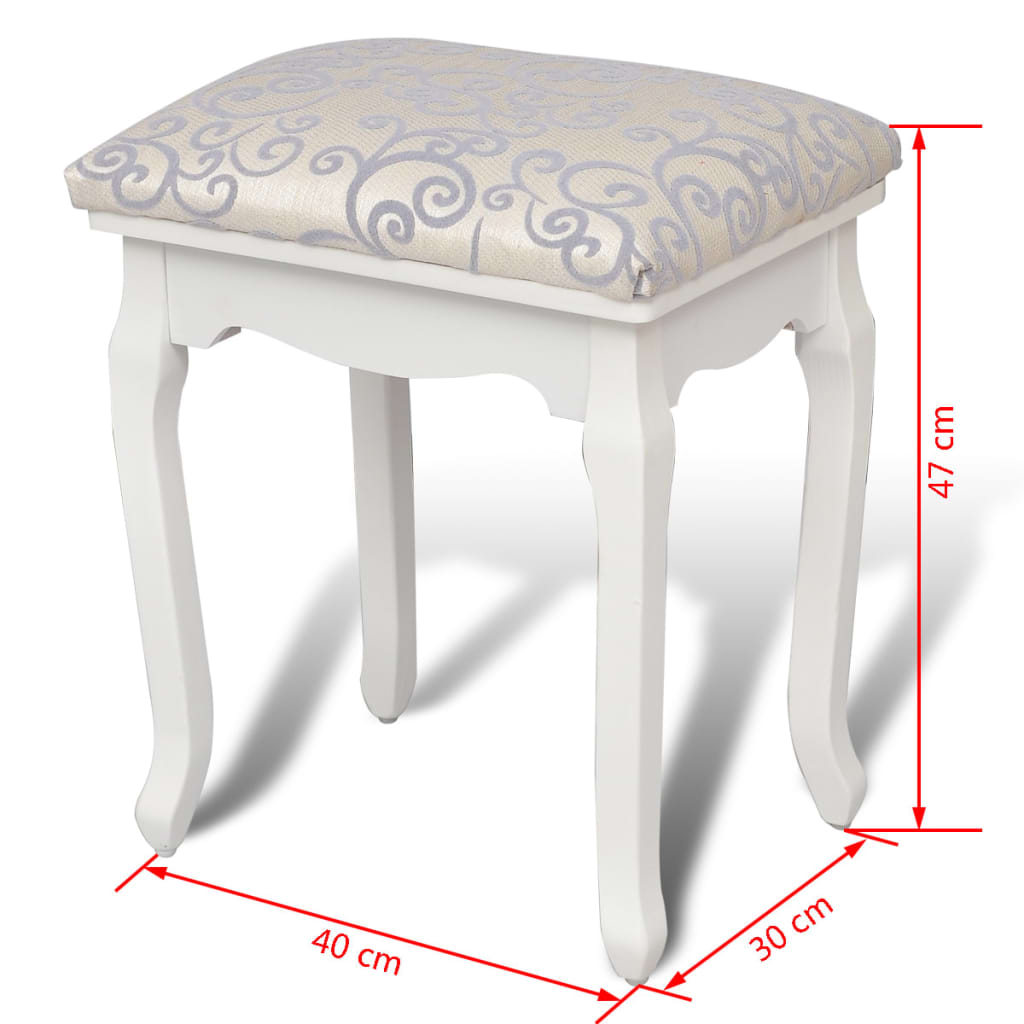 Dressing Table Warm White with Light Grey Patterns Polyester, Cotton