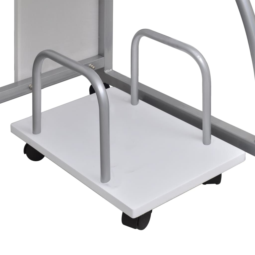 Computer Desk with Pull-out Keyboard Tray White Cart Game Laptop Table