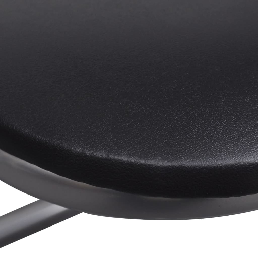 Chair Set of 6 Black Faux Leather, Steel Standard Foldable