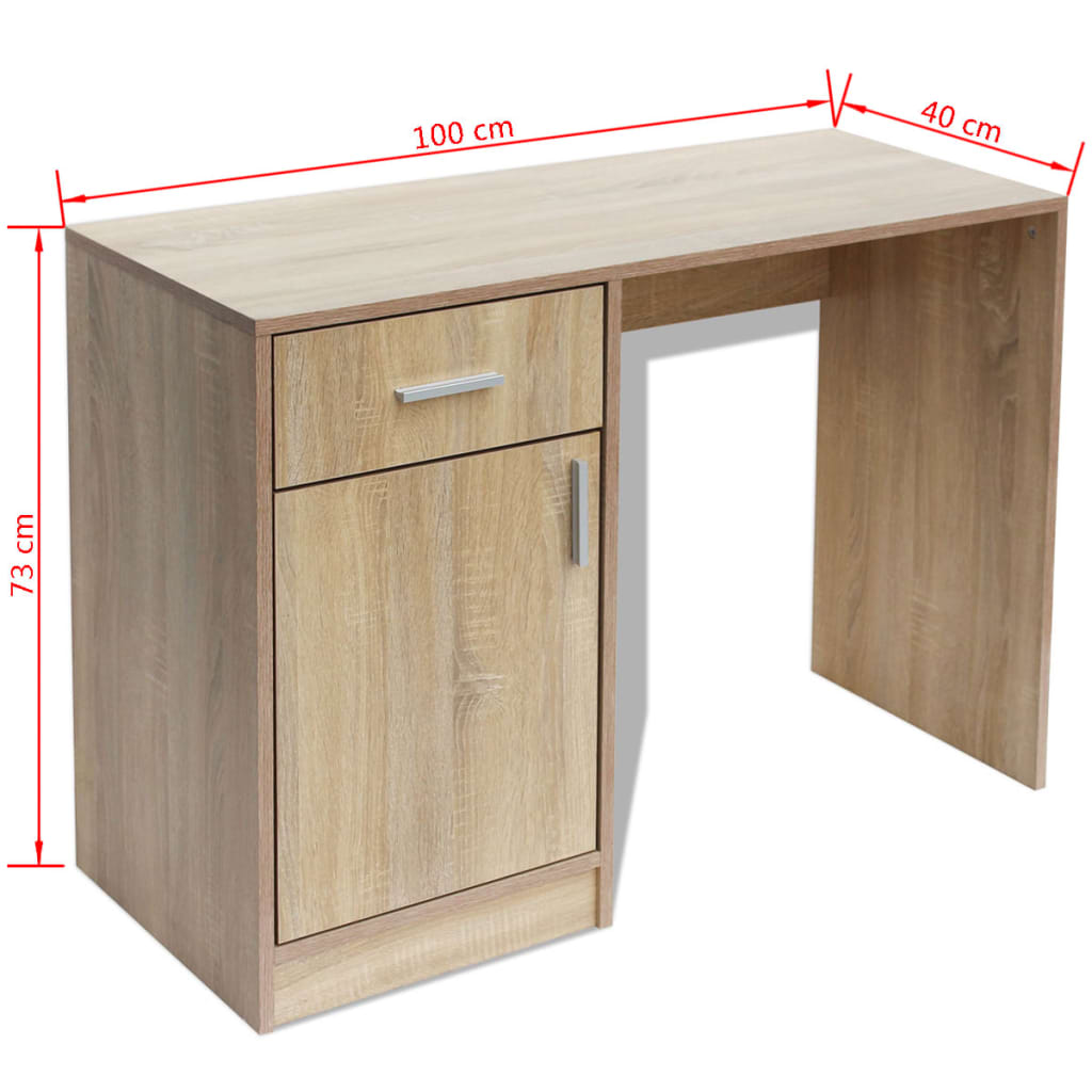 Desk with Drawer and Cabinet Oak 39.4x15.7x28.7"
