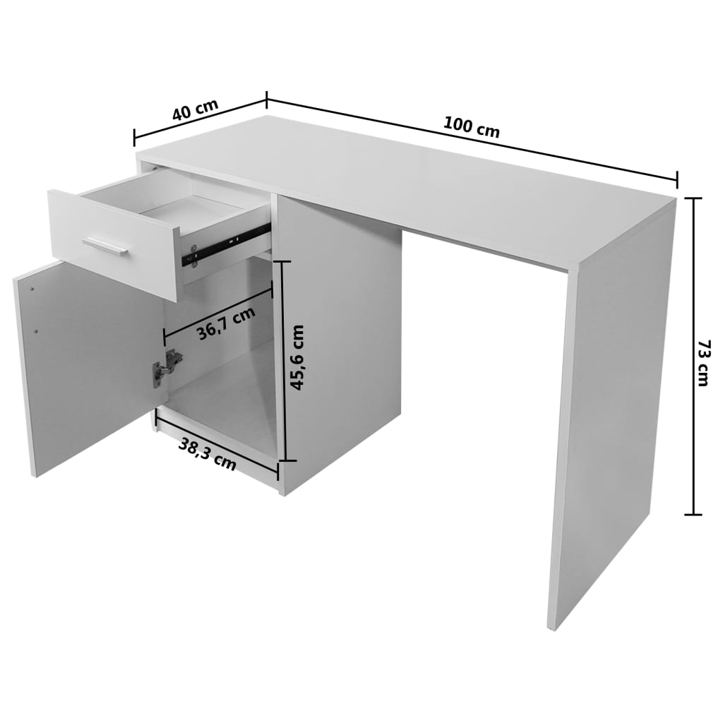 Desk with Drawer and Cabinet White 39.4x15.7x28.7"