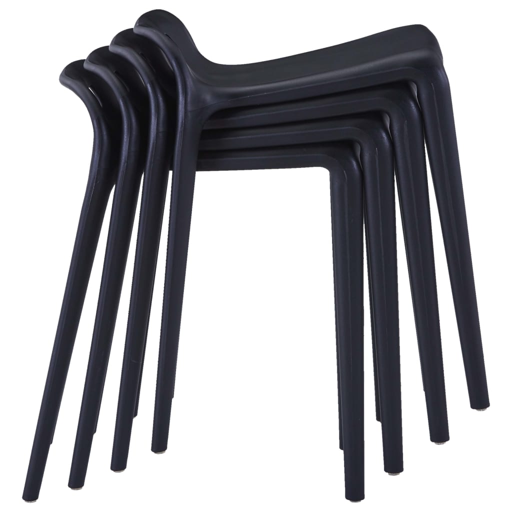 Stool Set of 4 Black Polypropylene Compact size Stackable