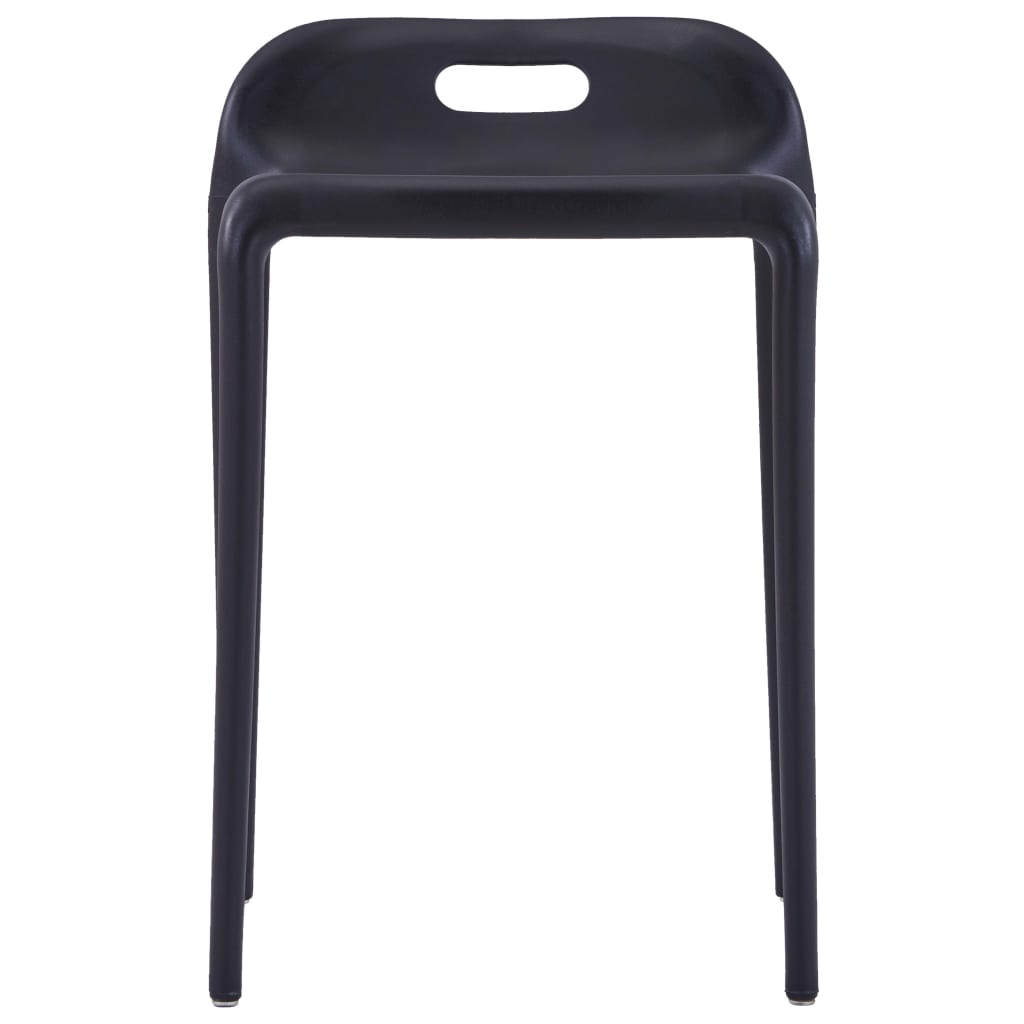 Stool Set of 4 Black Polypropylene Compact size Stackable