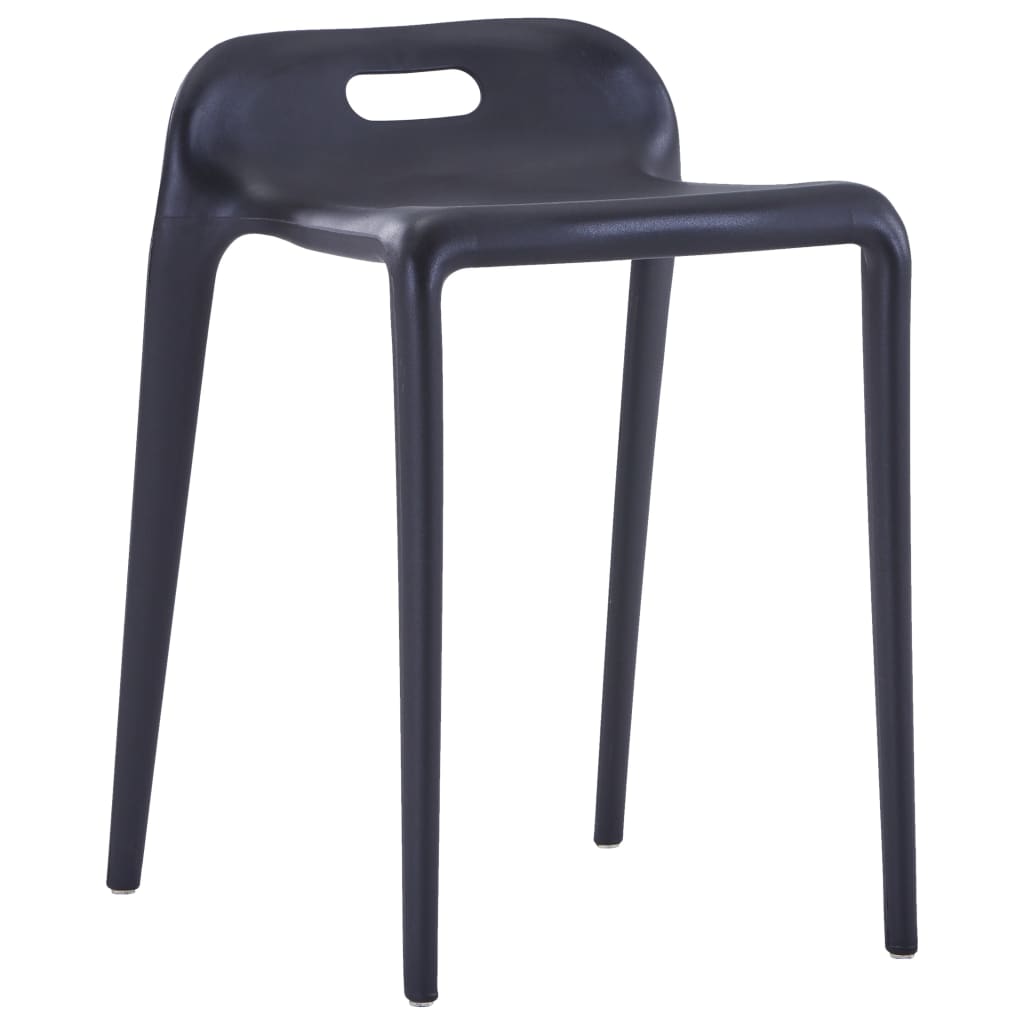 Stool Set of 4 Black Polypropylene Compact size Stackable