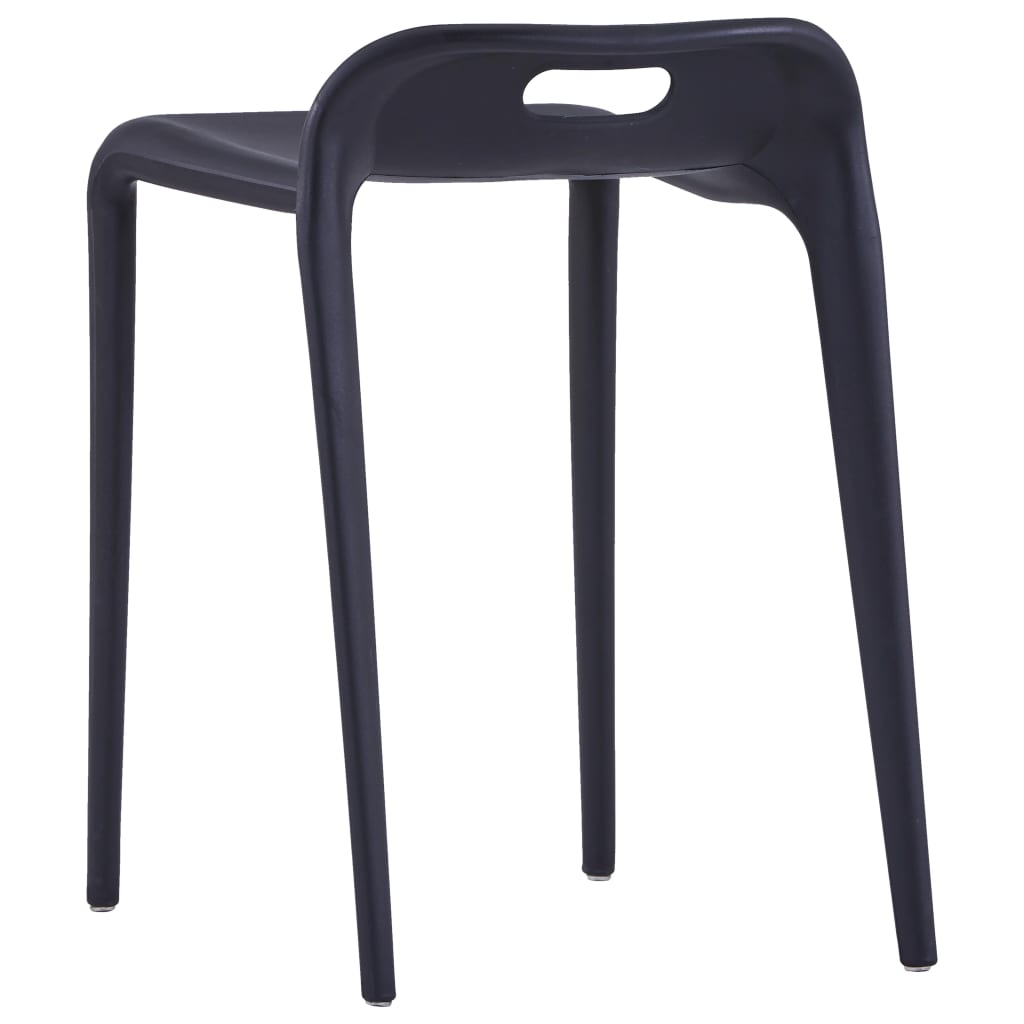 Stool Set of 4 Black Polypropylene Compact size Stackable