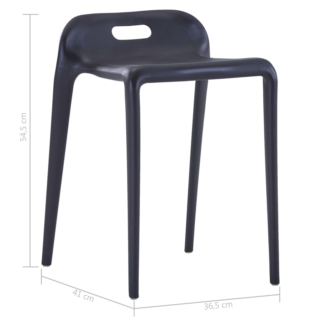 Stool Set of 4 Black Polypropylene Compact size Stackable