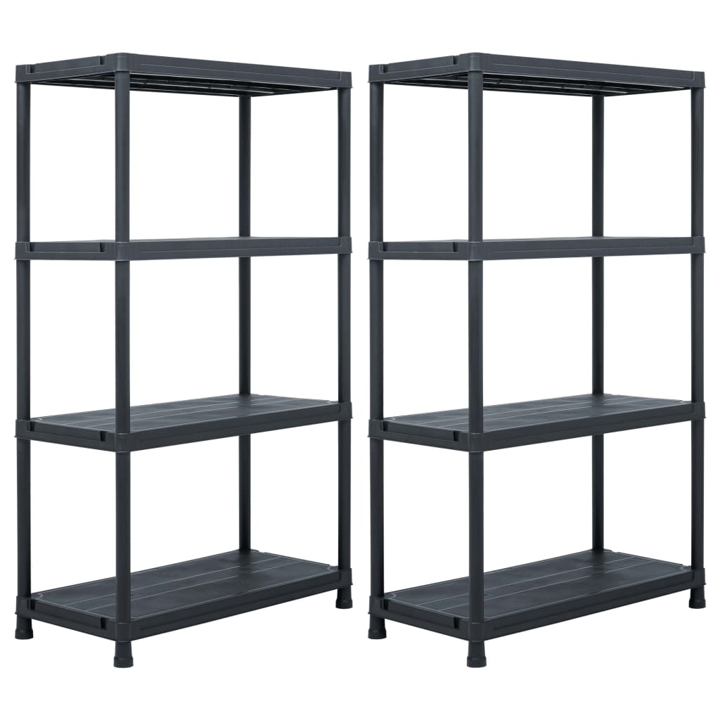 Storage Shelf Racks 2 pcs Black 440.9 lb 31.5"x15.7"x54.3" Plastic