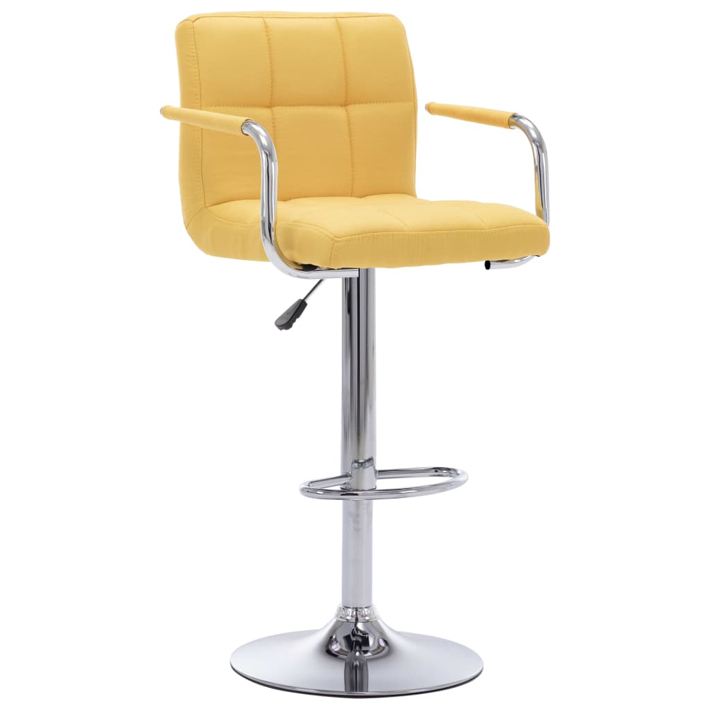 Bar Chair Set of 2 Yellow Chrome-plated steel and fabric