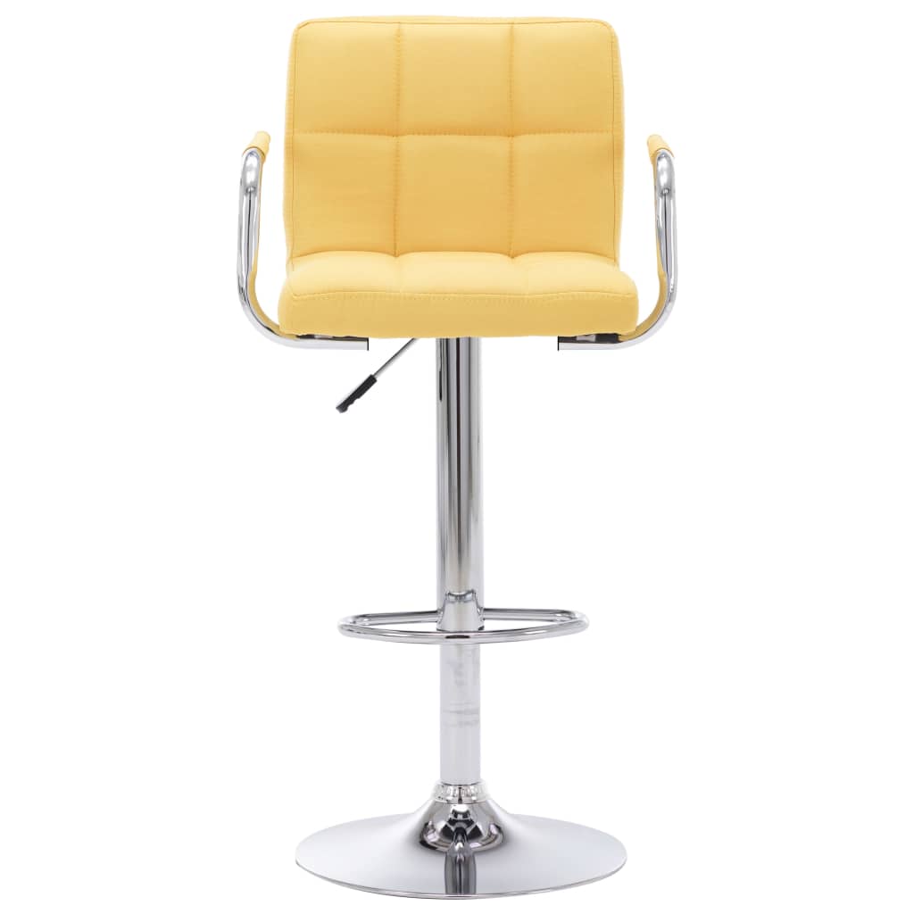 Bar Chair Set of 2 Yellow Chrome-plated steel and fabric