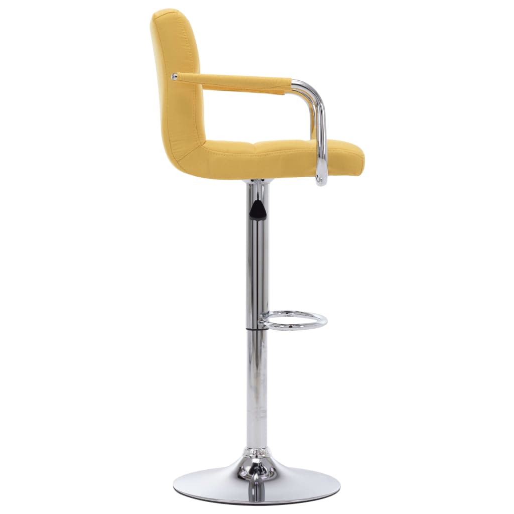 Bar Chair Set of 2 Yellow Chrome-plated steel and fabric