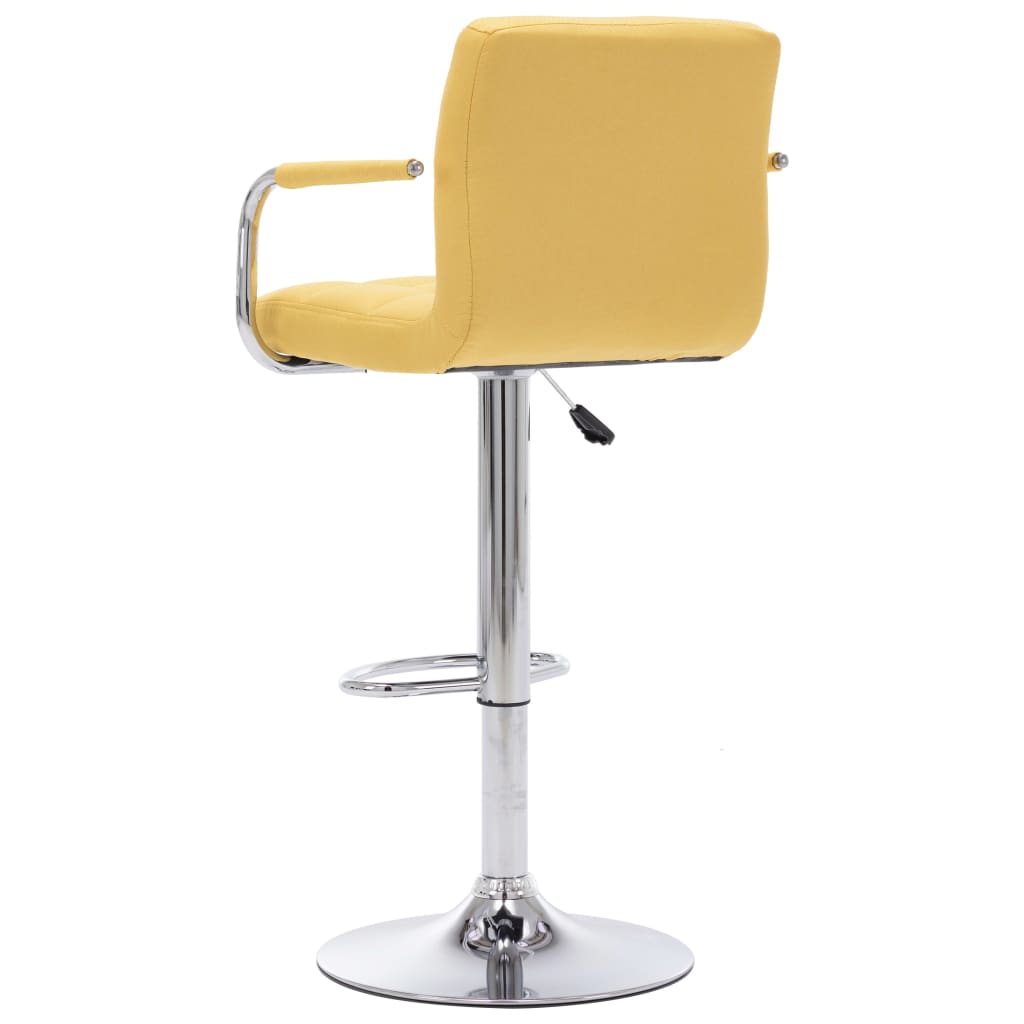 Bar Chair Set of 2 Yellow Chrome-plated steel and fabric