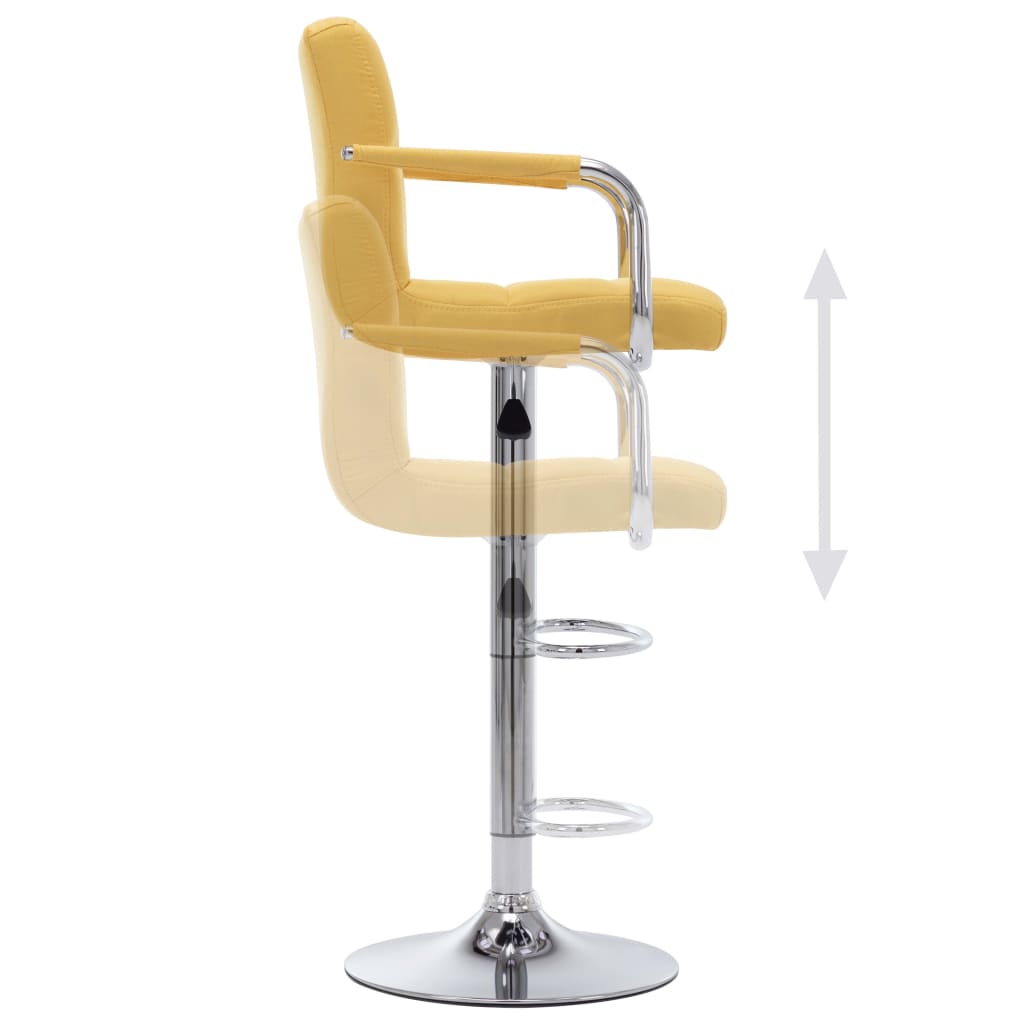 Bar Chair Set of 2 Yellow Chrome-plated steel and fabric