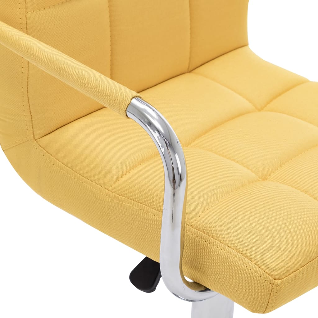 Bar Chair Set of 2 Yellow Chrome-plated steel and fabric