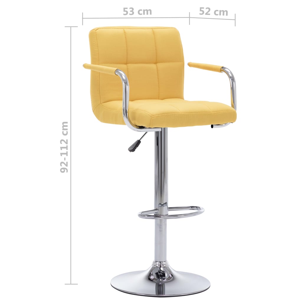 Bar Chair Set of 2 Yellow Chrome-plated steel and fabric