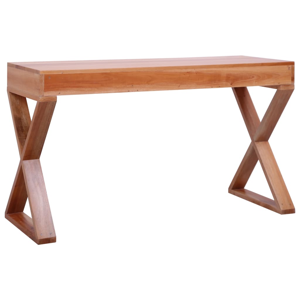 Computer Desk Natural 52"x18.5"x30.3" Solid Mahogany Wood