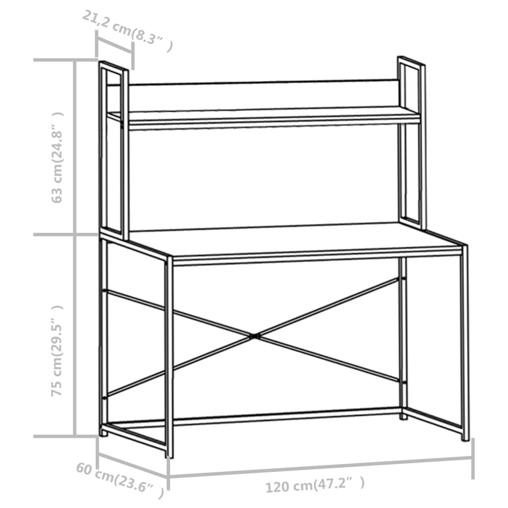 Computer Desk Black Engineered wood, Powder-coated metal Standard