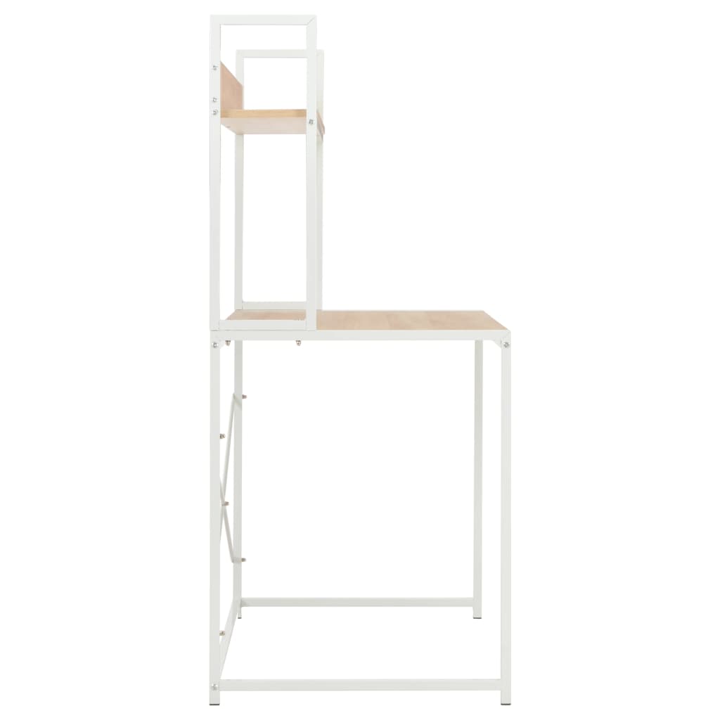 Computer Desk White and Oak Engineered wood and powder-coated metal