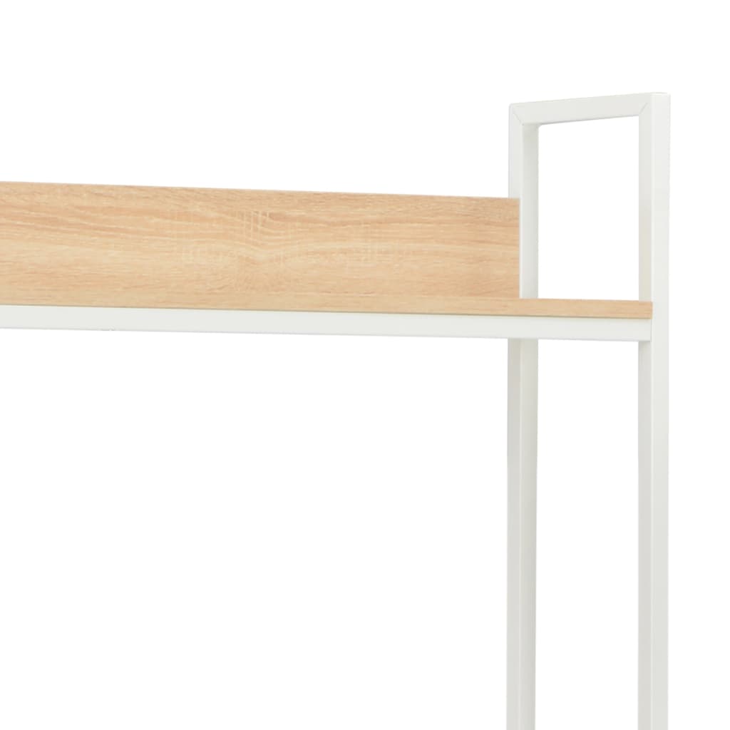 Computer Desk White and Oak Engineered wood and powder-coated metal