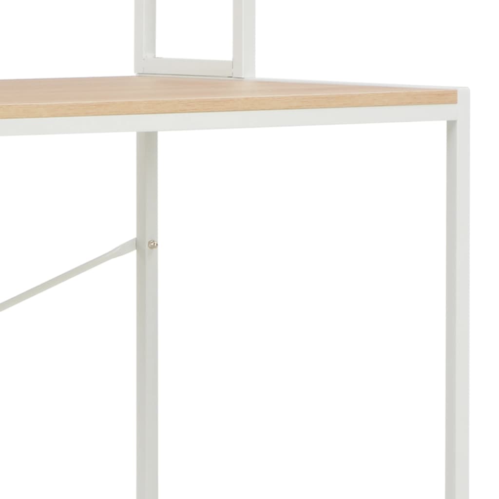 Computer Desk White and Oak Engineered wood and powder-coated metal
