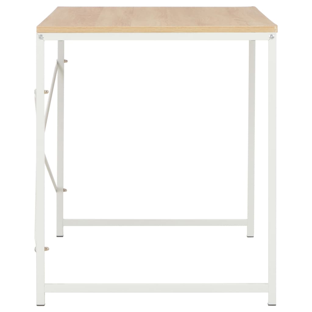 Computer Desk White and Oak Engineered Wood and Powder-Coated Metal