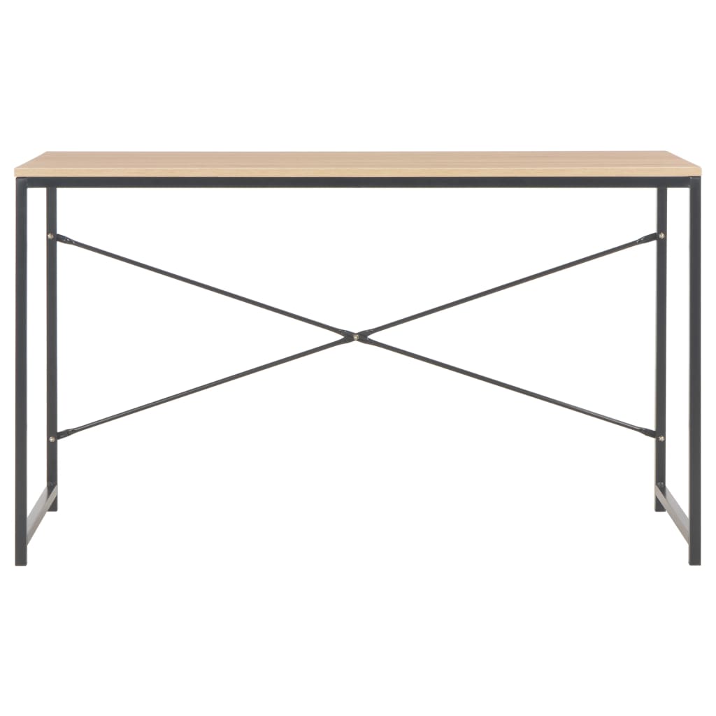 Computer Desk Black and Oak Engineered Wood, Powder-Coated Metal
