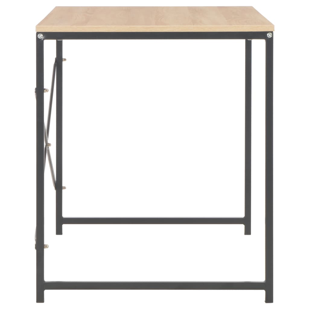 Computer Desk Black and Oak Engineered Wood, Powder-Coated Metal