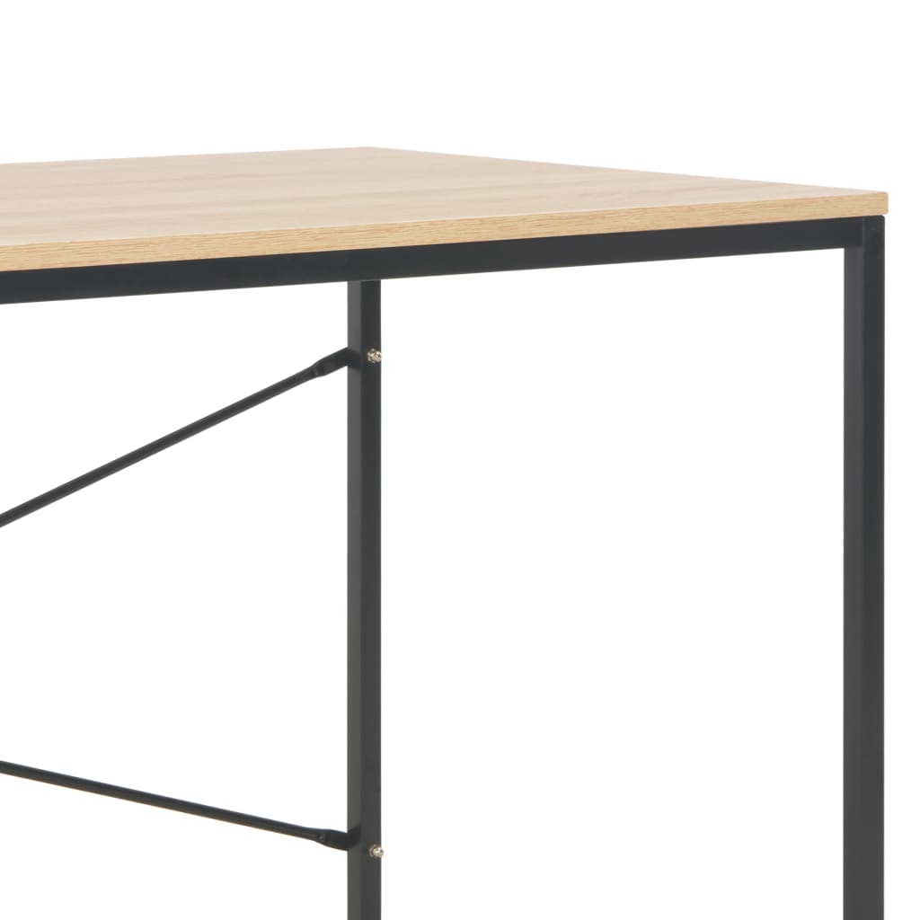 Computer Desk Black and Oak Engineered Wood, Powder-Coated Metal